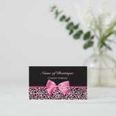 Trendy Butike-rosa und schwarzes Leopard-Rosa-Band Visitenkarte (Stehend Vorderseite)