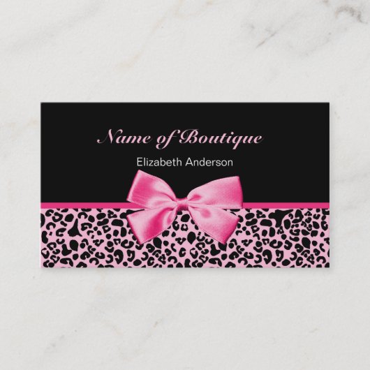 Trendy Butike-rosa und schwarzes Leopard-Rosa-Band Visitenkarte (Vorderseite)