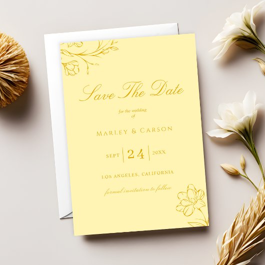 Trendy Butter Yellow Elegant Wedding Save The Date