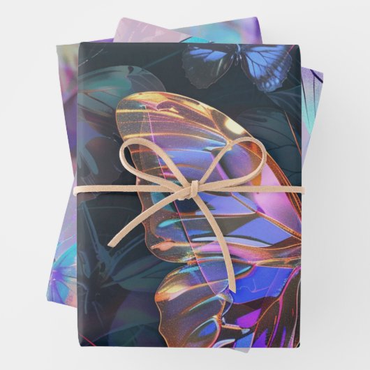 Trendy Butterfets Wrapping Paper Flat Sheet 3 Geschenkpapier Set (Beispiel)