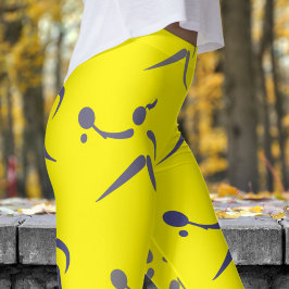 Trendy Cadmium Yellow Womens Tennis Pattern Leggings