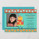 Trendy Cake Foto Geburtstag Einladung (Vorne/Hinten)