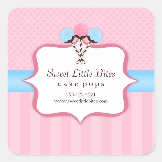 Trendy Cake Pop Bakery Labels Quadratischer Aufkleber (Vorderseite)