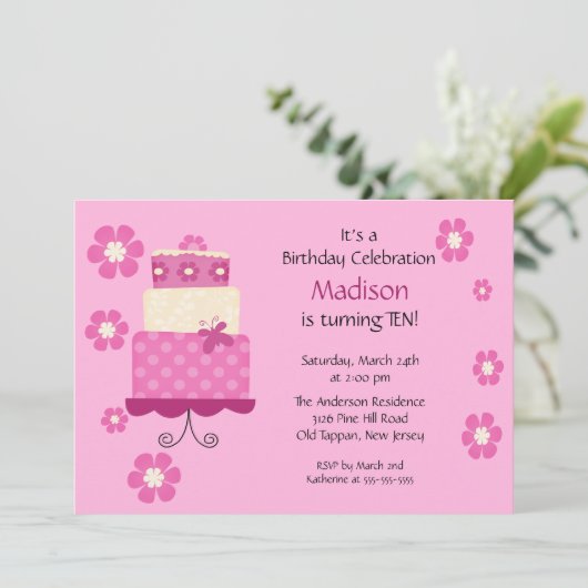 Trendy Cake zum Geburtstag Einladung (Stehend Vorderseite)