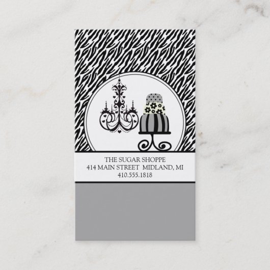 Trendy Cakery Zebra Print Business Cards Visitenkarte (Vorderseite)
