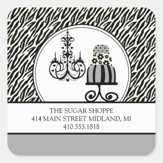 Trendy Cakery Zebra Print Product Label Stickers (Vorderseite)