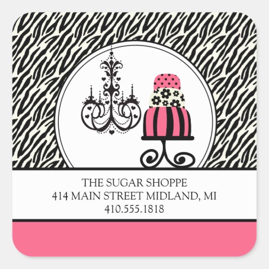 Trendy Cakery Zebra Print Product Label Stickers (Vorderseite)