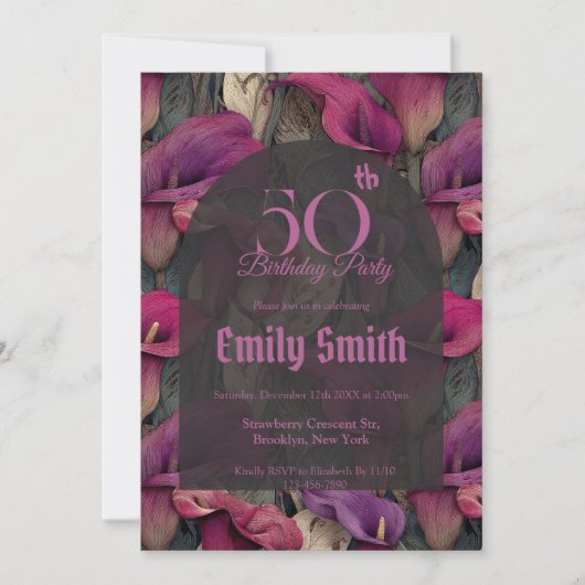 Trendy Call Lilies Accent Summer Party Einladung (Vorderseite)