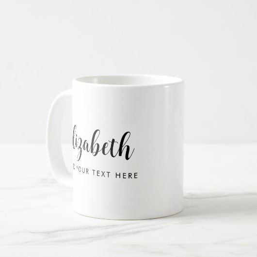 Trendy Calligrafy Add Your Text Name Template Kaffeetasse (Vorderseite Links)