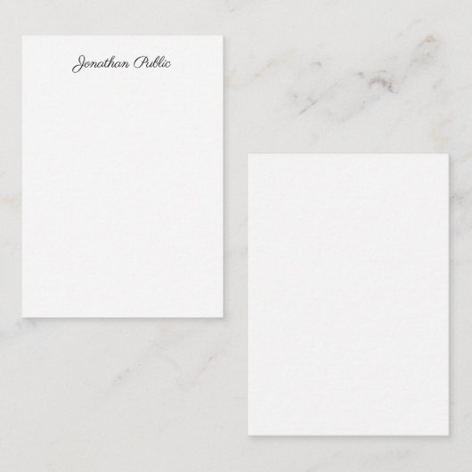 Trendy Calligraphed Script Name Template Modern Mitteilungskarte (Vorne/Hinten)