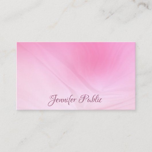 Trendy Calligraphed Text Pink Template Elegant Obe Visitenkarte (Vorderseite)