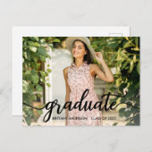 Trendy Calligraphy Abschluss Foto Ankündigung Postkarte (Vorne/Hinten)