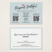 Trendy Calligraphy Dusty Blue QR Code Gift Karte (Vorne & Hinten)