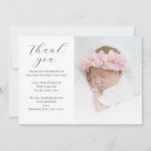 Trendy Calligraphy Foto Babydusche Dankeskarte (Vorderseite)