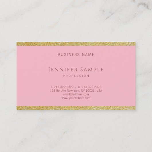 Trendy Calligraphy Gold Glitzer Moderne Vorlage Visitenkarte (Rückseite)