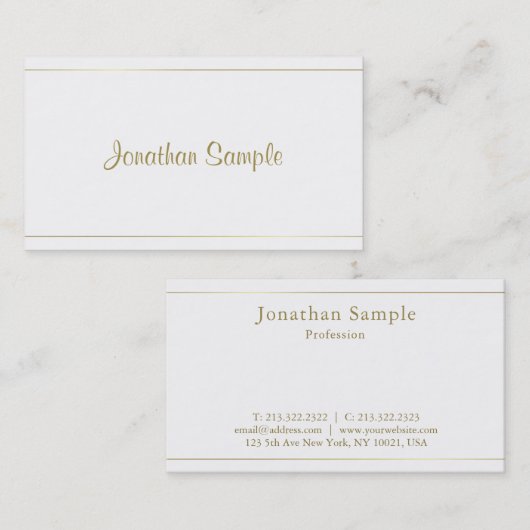 Trendy Calligraphy Gold Script Glamour Luxe Design Visitenkarte (Vorne/Hinten)