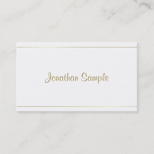 Trendy Calligraphy Gold Script Glamour Luxe Design Visitenkarte (Vorderseite)