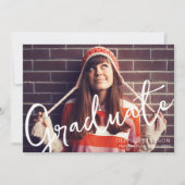 Trendy Calligraphy Graduate Foto Einladung (Vorderseite)