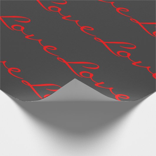 Trendy Calligraphy Gray Red Liebe Wedding Geschenkpapier (Ecke)