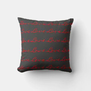 Trendy Calligraphy Gray Red Liebe Wedding Kissen