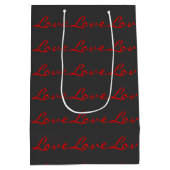 Trendy Calligraphy Gray Red Liebe Wedding Mittlere Geschenktüte (Rückseite)