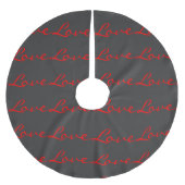 Trendy Calligraphy Gray Red Liebe Wedding Polyester Weihnachtsbaumdecke (Vorderseite)