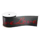 Trendy Calligraphy Gray Red Liebe Wedding Satinband (Spule)