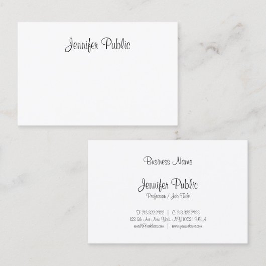 Trendy Calligraphy Handgeschriebenes Skript Elegan Visitenkarte (Vorne/Hinten)