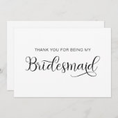 Trendy Calligraphy Heart Swash Bridesmaid Dankeskarte (Vorne/Hinten)