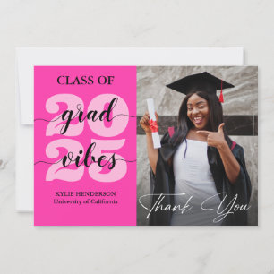 Trendy Calligraphy Persian Pink Foto Abschluss Dankeskarte