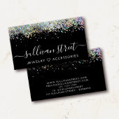 Trendy Calligraphy Script Black Silver Glitzer Visitenkarte