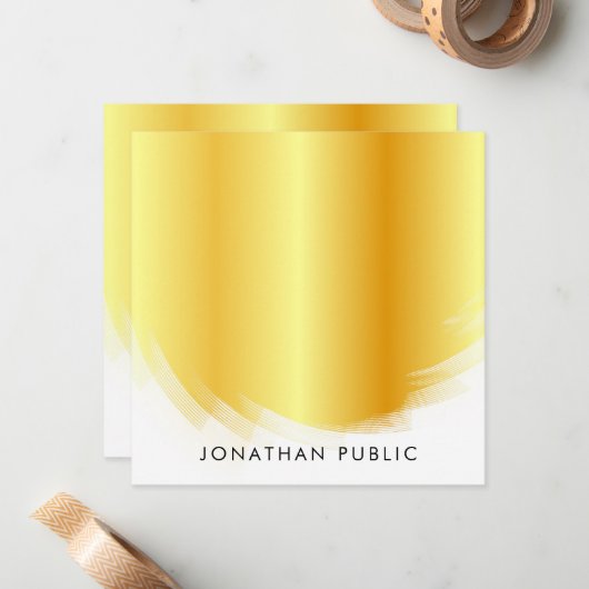 Trendy Calligraphy Script Monogram Elegant Gold Mitteilungskarte (Vorderseite/Rückseite Beispiel)