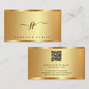 Trendy Calligraphy Script Monogram Glamour Gold Visitenkarte