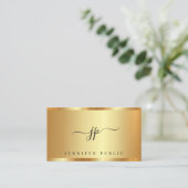 Trendy Calligraphy Script Monogram Glamour Gold Visitenkarte (Stehend Vorderseite)