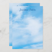 Trendy Calligraphy Script Name Blue Sky Clouds Mitteilungskarte (Vorne/Hinten)