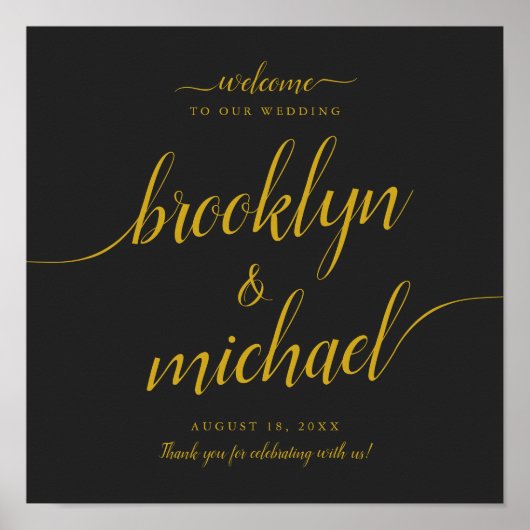 Trendy Calligraphy Wedding Welcome Square Sign Poster (Vorne)