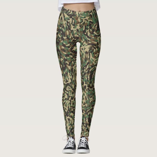 Trendy Camouflage Green Leggings (Vorderseite)