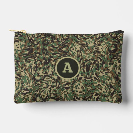 Trendy Camouflage Green Personalisiert Letter Zubehörtasche (Vorderseite)