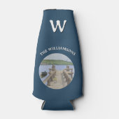 Trendy Can Cooler Watercolor Dock Lake Mountains Flaschenkühler (Vorderseite)