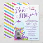 Trendy Candy Bat Mitzvah Einladung (Vorne/Hinten)