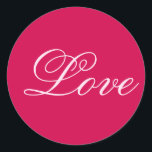 Trendy Carmine Background Liebe Wedding Runder Aufkleber<br><div class="desc">Sie können die Schriftart und Farben leicht ändern. Sie können auch Ihr Logo und das Hintergrundbild hinzufügen,  wie Sie möchten.</div>