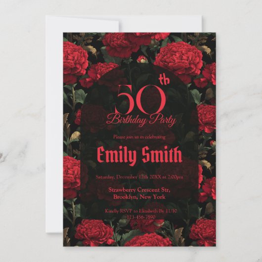 Trendy Carnation Petal 50Th Birthday Einladung (Vorderseite)