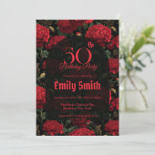 Trendy Carnation Petal 50Th Birthday Einladung (Stehend Vorderseite)