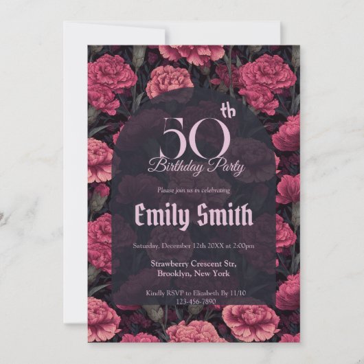 Trendy Carnation Sparkle 15Th Birthday Party Einladung (Vorderseite)