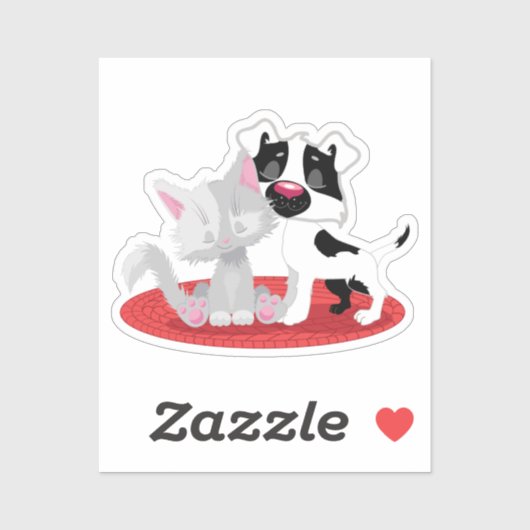 Trendy Cat and Dog Square Sticker (Blatt)