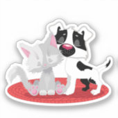 Trendy Cat and Dog Square Sticker (Vorderseite)