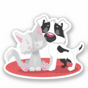 Trendy Cat and Dog Square Sticker