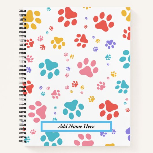 Trendy Cat Paw Print, benutzerdefinierbarer Name Notizblock (Vorderseite)