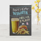 Trendy Chalk Board Effekt mit Bier, Burger Karte (Gelbe Blume)