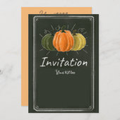 Trendy Chalk Pumpkin auf schwarzer Tafel Einladung (Vorne/Hinten)